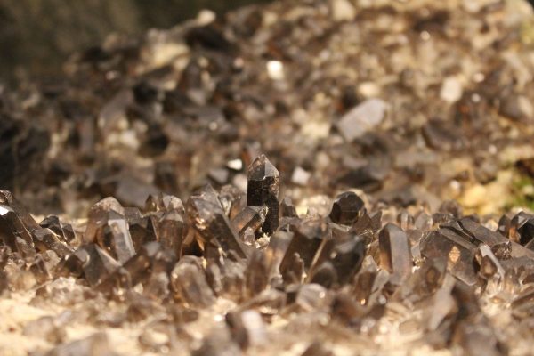 crystals, smoky quartz, macro